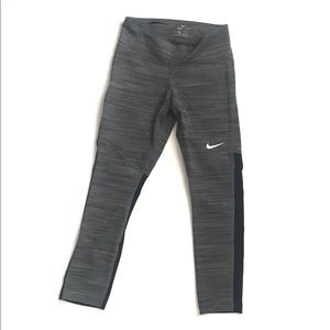 Nike Dry-Fit Gray Leggings with Black Mesh Fabric